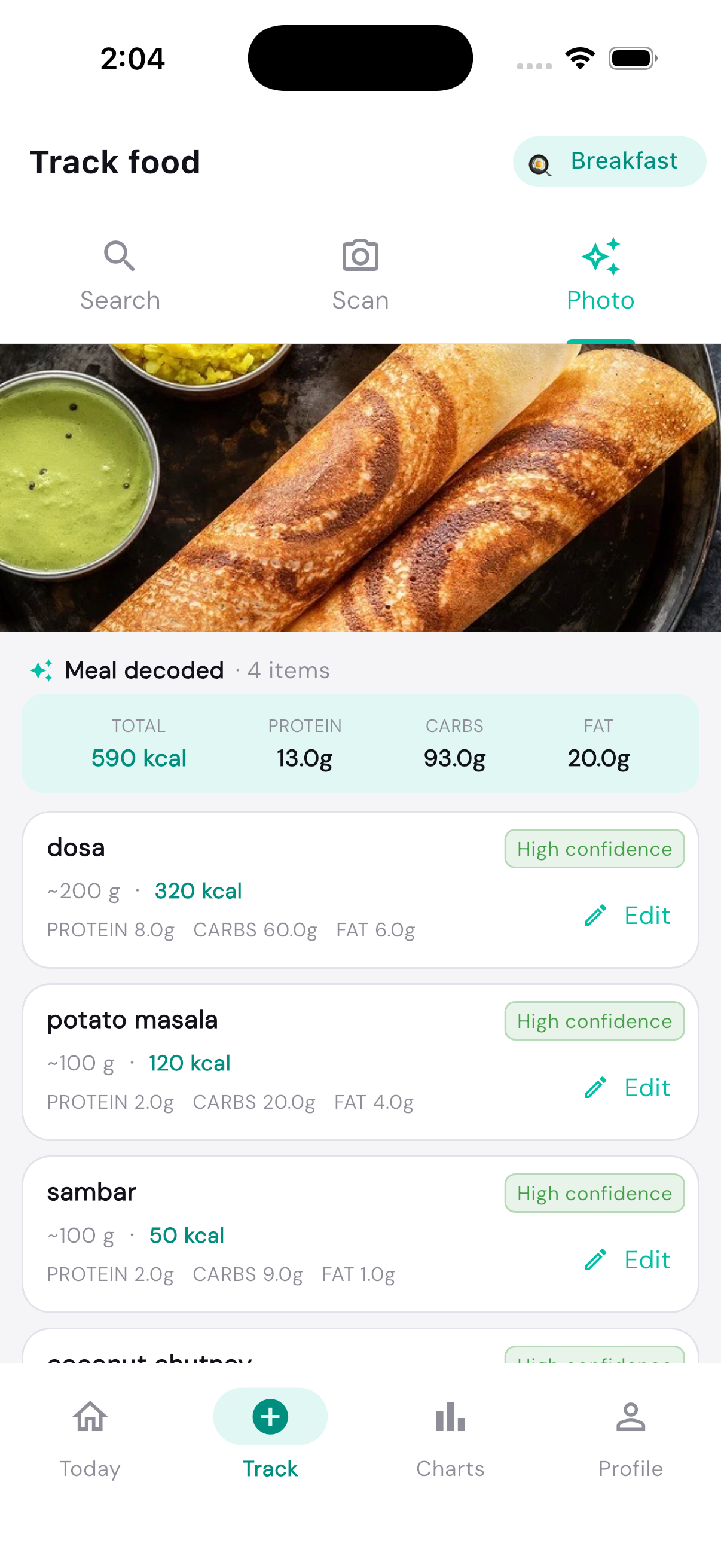 AI food photo recognition