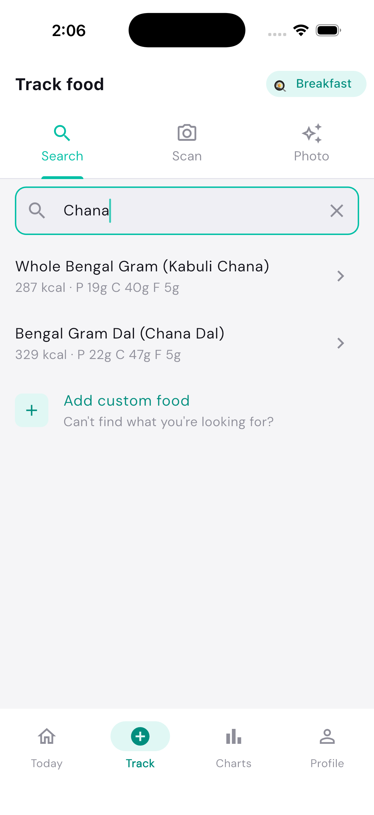 Food search database